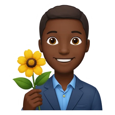 black man holding flower sticker