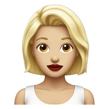 blonde with a square and red lips sticker