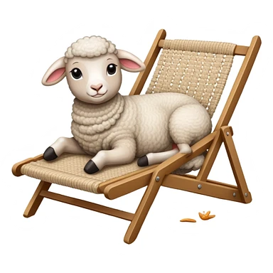 Lamb lying beside beach on chair sticker