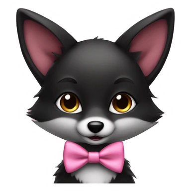 cute female black fox with pink bow tie sticker