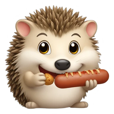 Hedgehog eating sausage sticker