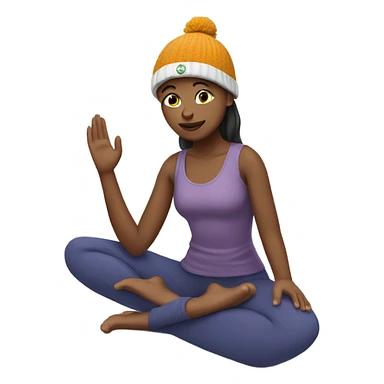 Yoga student with a beanie sticker
