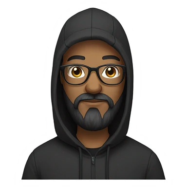 Bald man with Glases with a thick black beard black hoodie sticker