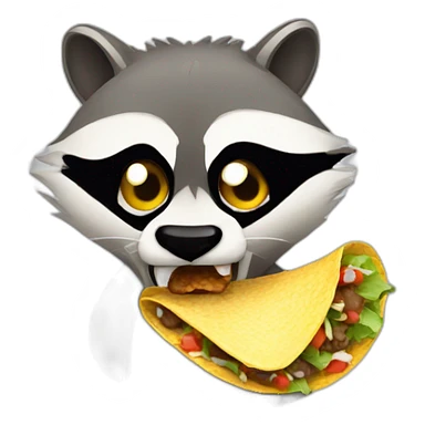 angry raccoon eating taco sticker