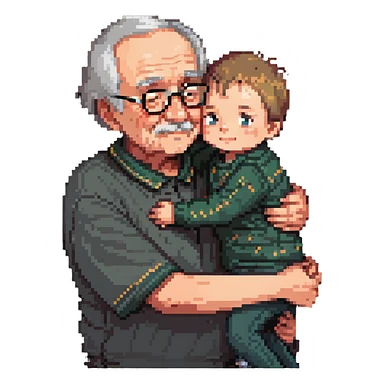 small kid hugging their granddad, warm and affectionate sticker