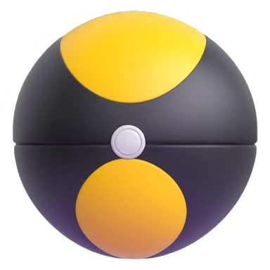 Ultra Ball from Pokemon, black and yellow top half, white bottom half sticker