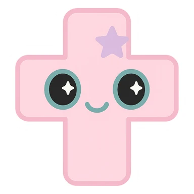 Make the white and black gothic kawaii phone case more minimal, reduce details, keep only one or two simple gothic symbols, big eyes, smiling, playful, cartoonish, no purse references, with no background. sticker