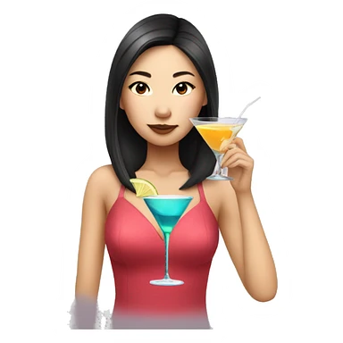 Pretty asian girl drinking a martini sticker
