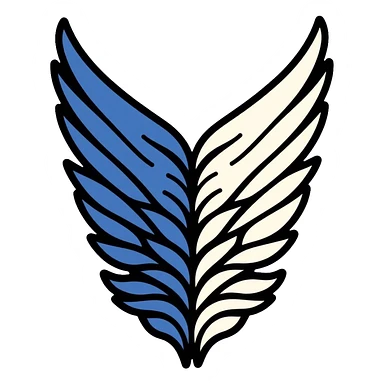 Wings of Freedom logo from Attack on Titan, overlapping blue and white wings, Survey Corps emblem sticker