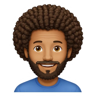Medium brown skin man with beard and a curly small Afro fade sticker