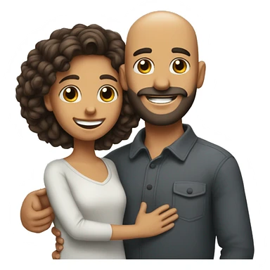 Happy-secret-couple-wheatish-bald-guy-with-beard-with-boy-long -haircut-girl-hug-eachother sticker