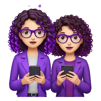 You can create two girls enjoying a concert, one brunette with purple highlights, the other brunette with curly hair and glasses. With purple lights around them.   sticker