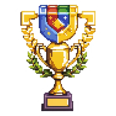 Popular online gaming platform qbix88 with leaderboard, expert gamer and victory trophy sticker