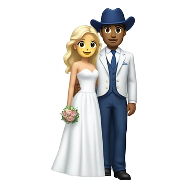 Puerto rican beard short hair with blue hat and navy blue suit getting Married with blond long hair girl with white  wedding dress  sticker