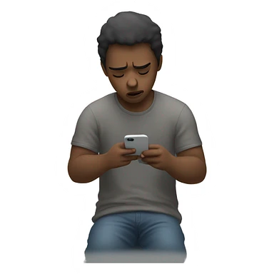 depressed person looking at phone sticker