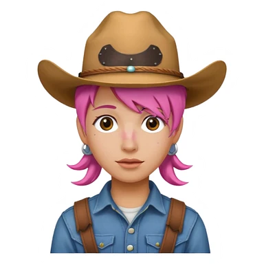 pink hair cowboy sticker