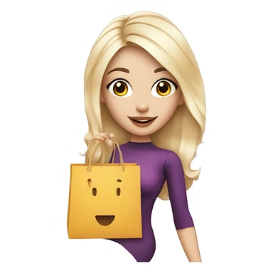 white skin influencer taking selfie with a shopping bag sticker