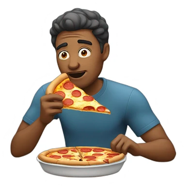 man eating pizza sticker