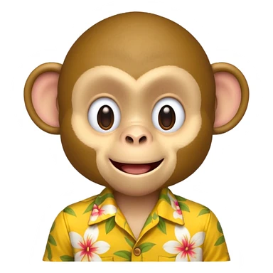Monkey – cheeky grin, wearing yellow floral aloha shirt. sticker