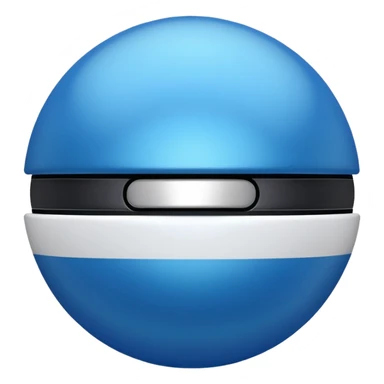 blue pokeball emoji, top half is a more saturated blue, bottom half is white, black stripe, with a metallic sheen sticker