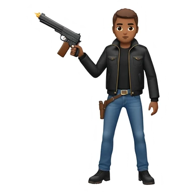Full body black male with a gun sticker