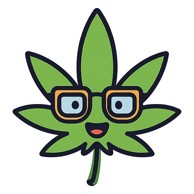 cheerful weed leaf with nerdy glasses sticker
