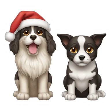 cat and dog santa sticker