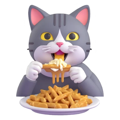 cat eating poutine sticker