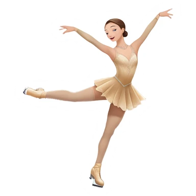 An icon featuring a graceful figure skater performing a spin on the ice. The background includes a grand ice rink palace with shining spotlights and cheering spectators in the stands. Transparent background highlights the elegance and artistry of figure skating sticker