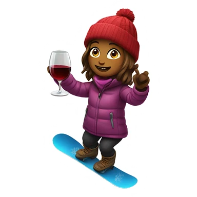 Snowboarding girl with wine sticker