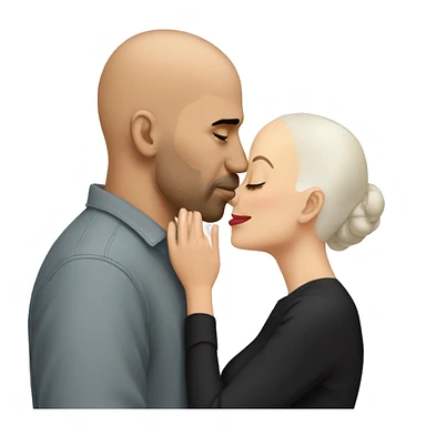 Bald spanish man kissing white brunette sticker