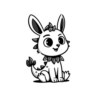 anime style bunny plant dragon with spikes, big expressive anime eyes, cute but fierce looking, detailed anime art style sticker