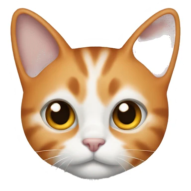 cat colored one ear orange and other ear black and the face is white sticker