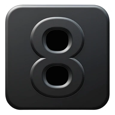 Minimal emoji, number 8 made of solid matte black metal, thick symmetrical form, subtle metal texture, deep shadows, no glow, no neon, flat emoji design, centered sticker