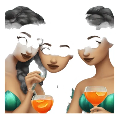 Three beautiful mermaids (light skin) drinking aperol sticker