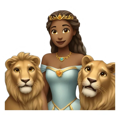 Princess with lions and love sticker
