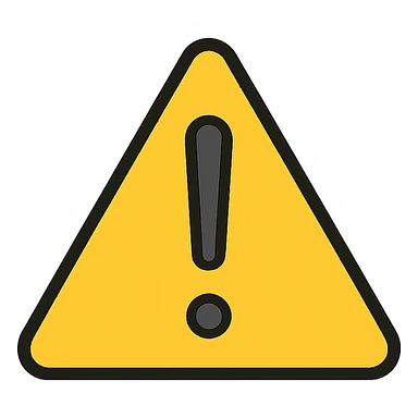 warning icon with exclamation mark inside a bold and clear triangle, color outline style sticker