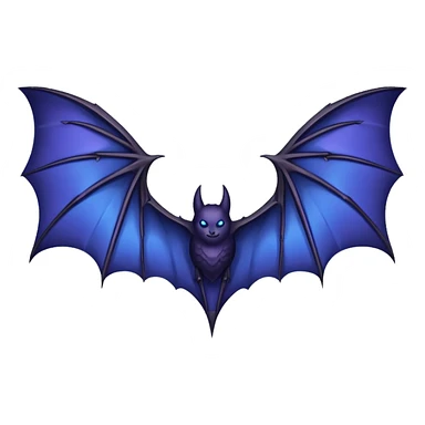 Dark fantasy bat wings, symmetrical, sharp edges, deep black with subtle blue-purple highlights, realistic, high detail, isolated on black background sticker