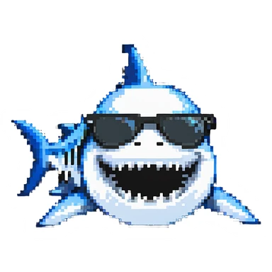 cool shark with white teeth and black sunglasses sticker