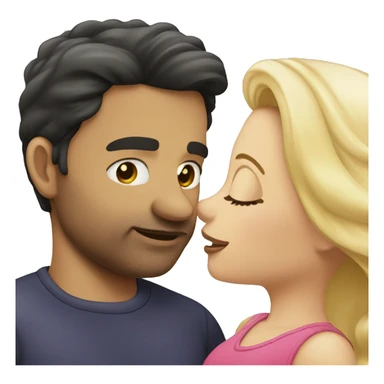 Dark hair man kissing a blond hair woman sticker