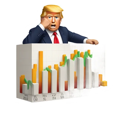 Donald trump holding the stock market sticker
