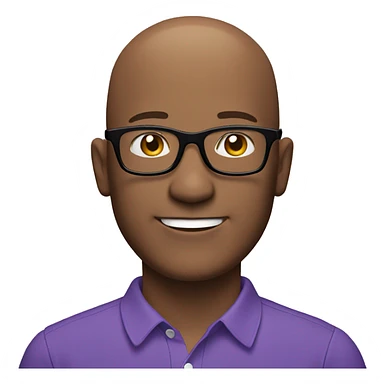 smiling bald man in glasses purple shirt sticker