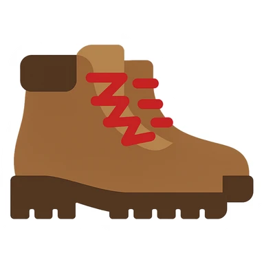 brown hiking boots with red laces, flat  sticker