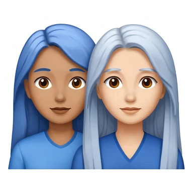 2 women with long blue brown and white hair sticker