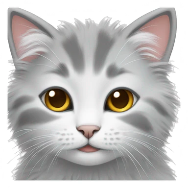 white-gray fluffy kitten sticker