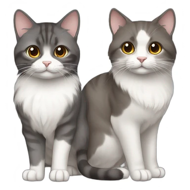 2 cats, one Chinchilla full brown long hair and one gray short hair sticker