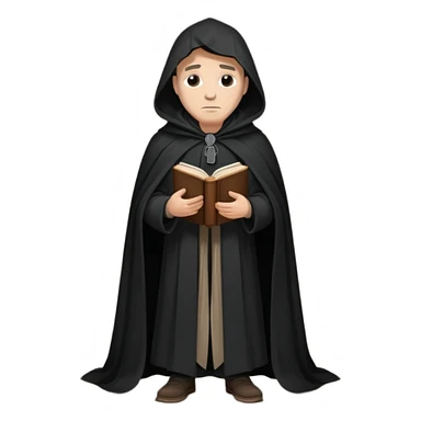 A wandering philosopher in a long black cloak with a book full height sticker