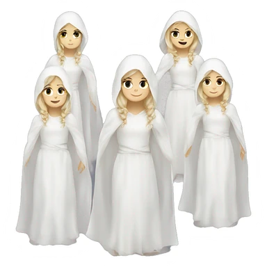 Six white Caucasian girls in ghost costumes Caucasian white  sticker