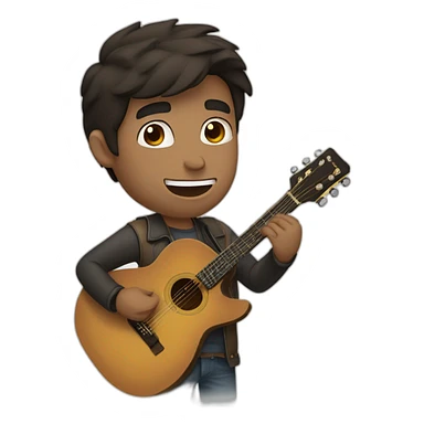 A caucasian guy with dark hair playing guitar and singing in concert sticker