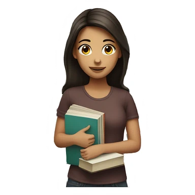 brunette girl with books sticker
